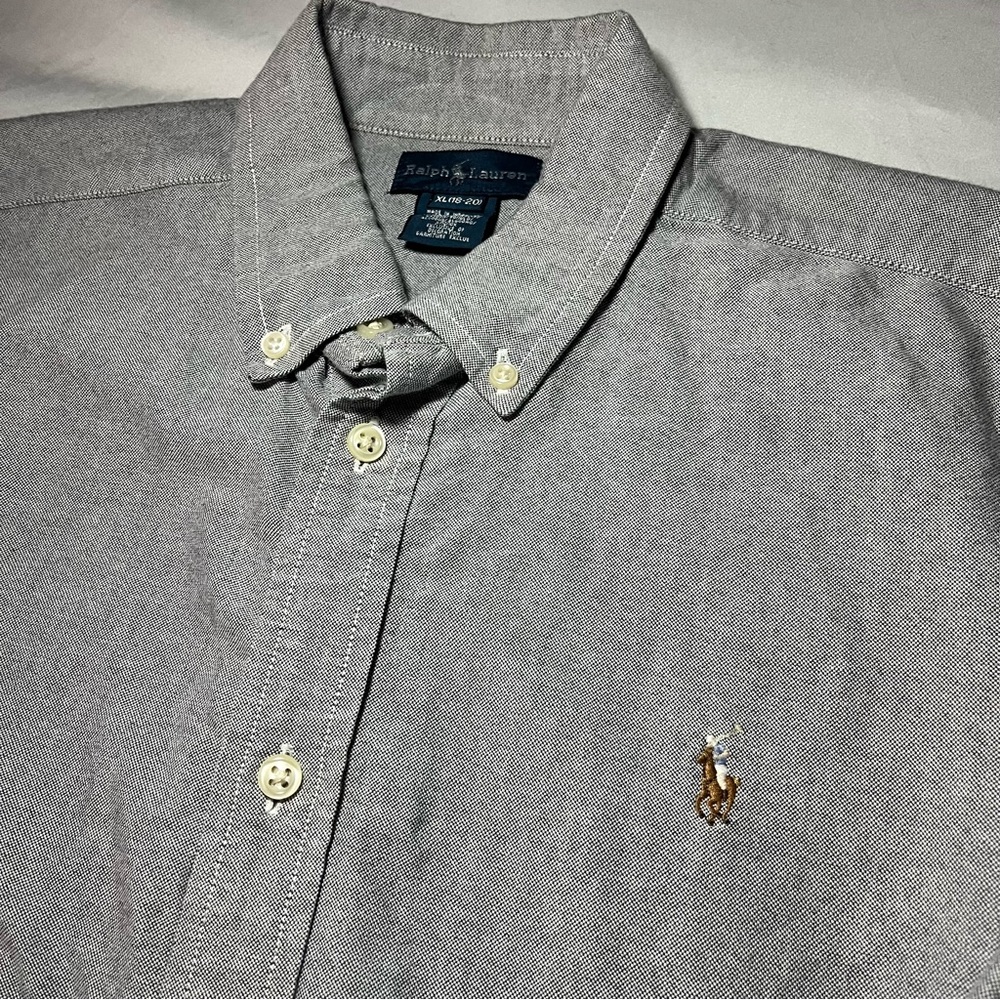 Ralph Lauren Men's XL Flesh Pony Gray Long Sleeve Button-Up Shirt